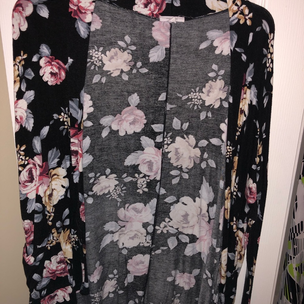 Maurices Black Floral Cardigan